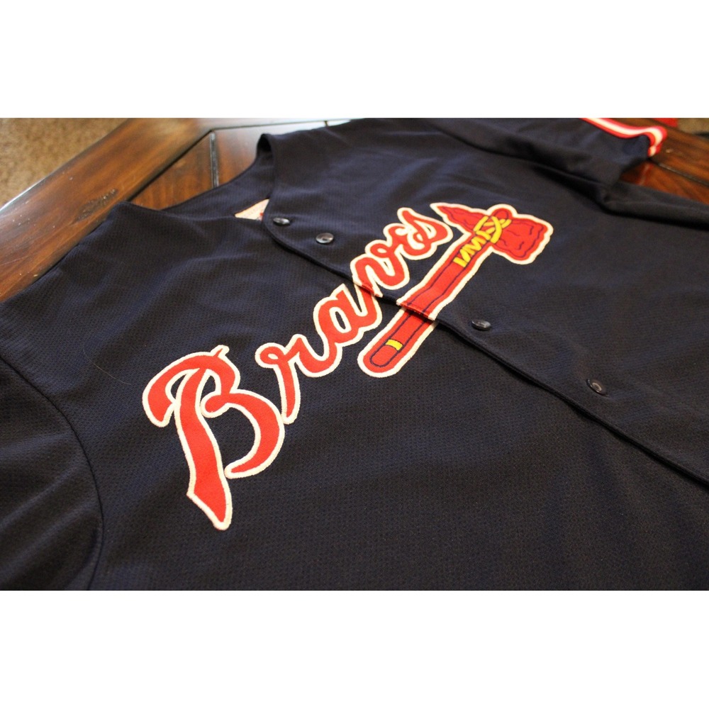 Atlanta‎ Braves Jersey Mens XL Navy Blue MLB Baseball Chipper Jones 10 Majestic